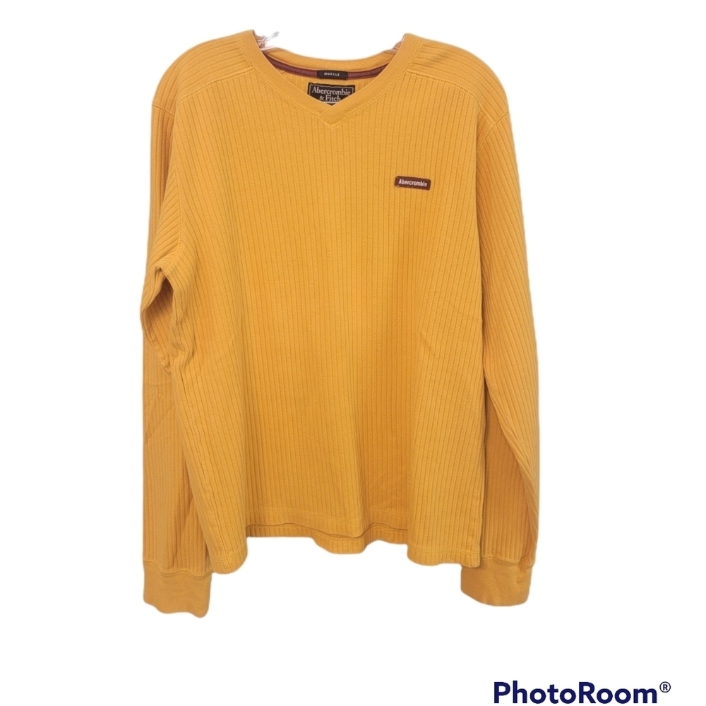Abercrombie & Fitch Vtg Muscle Y2K Mens Streetwear Gold Mustard Tee Size‎ XL